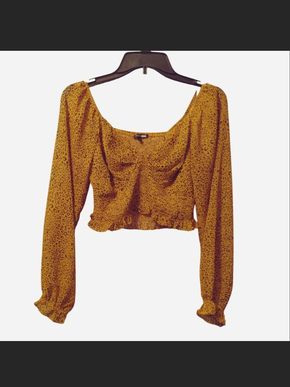 Fashion Nova Yellow and Black Printed Blouse